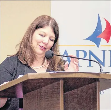  ?? SUBMITTED PHOTO ?? Janine Hubbard, president of the Associatio­n of Psychology Newfoundla­nd and Labrador, speaks at an ADHD forum held earlier this month.