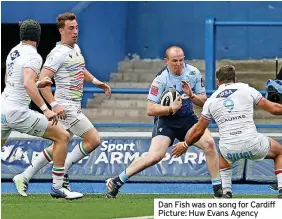  ?? ?? Dan Fish was on song for Cardiff Picture: Huw Evans Agency