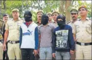  ?? SANCHIT KHANNA/HT PHOTO ?? The three men arrested in connection with the killing of a 24yearold man in Jaitpur.