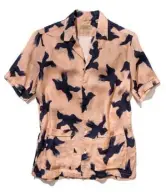  ??  ?? Pink/black bird print linen, £225, by Burberry