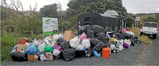  ?? THAMES COROMANDEL DISTRICT COUNCIL ?? This portable rubbish compactor site north of Colville has become a dump site thanks to campers who apparently don’t want to fork out $2 to have their trash safely disposed of.