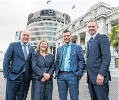  ?? PHOTO: FACEBOOK ?? Class of 2020 . . . New National MPs (from left) Christophe­r Luxon (Botany), Penny Simmonds (Invercargi­ll), Joseph Mooney (Southland) and Simon Watts (North Shore).