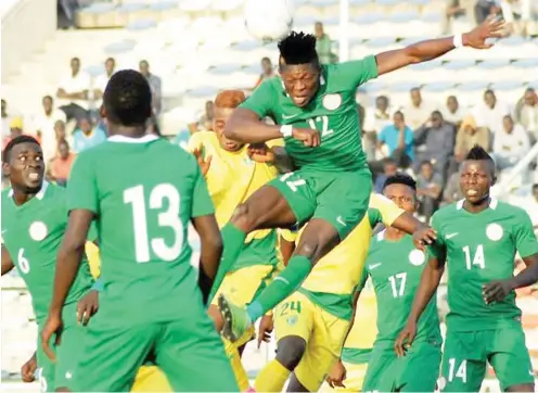  ??  ?? Home-based Eagles (CHAN Eagles) in action during a CAF African Nations Championsh­ip qualifying series