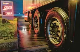  ?? MICHAEL PROBST/AP ?? A truck at a gas station Jan. 27 in Frankfurt, Germany. Diesel is key for the economy because it is used to power cars, and trucks carrying goods and farm equipment.