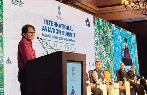 ??  ?? Suresh Prabhu, Minister for Civil Aviation, addressing the delegates of Internatio­nal Aviation Summit in New Delhi