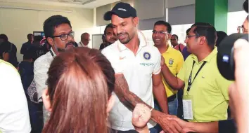  ?? Atiq Ur Rehman/Gulf News ?? Shikhar Dhawan meets the media during a press conference at the ICC Academy yesterday ahead of the Asia Cup final against Bangladesh.