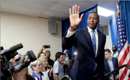  ??  ?? Florida Democratic gubernator­ial candidate Andrew Gillum Democratic Party rally on Friday, in Orlando, Fla. AP PhoTo/John RAoux