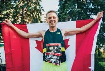  ??  ?? ABOVE Eric Gillis puts his routine to the test and wins the 2017 Canadian 10K Championsh­ips in Ottawa