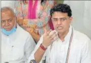  ?? HT PHOTO ?? More than half-a-dozen MLAS of the Congress met Sachin Pilot on Thursday and extended support to him.