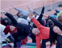  ?? PTI ?? Foreign delegates at Parmarth Niketan’s annual Internatio­nal Yoga Festival in Rishikesh on Thursday. —