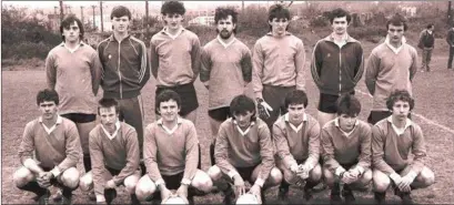  ??  ?? Coachford AFC 1985: Back Row(L-R): Stephen Merrick, John Murphy, Michael O’Connell, Mick Herlihy, Michael Murphy, Declan Casey, Thady Delaney.
Front Row (L-R): Johnny Moynihan, Timmy Buckley, Sean O’Leary, Michael Walsh, Frank McSweeney, Declan Murphy, Pat Barry Murphy. © Declan O’Connell