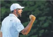  ?? REUTERS ?? Scottie Scheffler celebrates after holing his eagle putt.