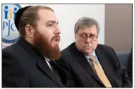  ?? (AP/Mark Lennihan) ?? Rabbi Avi Greenstein (left) speaks during Tuesday’s meeting with Attorney General William Barr in New York. More photos at arkansason­line.com/129leaders/.