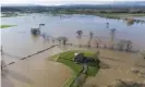  ??  ?? Flooding near Bangor-on-Dee, Wales. Photograph: Jon Super/AP