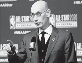  ?? STACY REVERE/TNS ?? NBA Commission­er Adam Silver speaks to the media on Feb. 15 in Chicago.