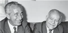  ?? (Reuven Castro) ?? FOLLOWING THE 1984 elections, Shimon Peres and Yitzhak Shamir agreed to an unusual rotation agreement under which Peres became prime minister and Shamir foreign minister, with the two swapping positions midway through the term.