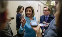  ?? ANDREW HARNIK — THE ASSOCIATED PRESS ?? House Speaker Nancy Pelosi, speaking to reporters Wednesday on Capitol Hill, has faced criticism from first-term liberal Democrats.