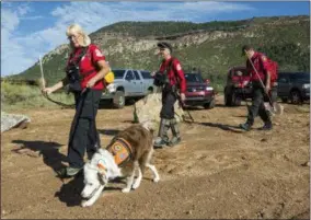  ?? THE ASSOCIATED PRESS ?? Volunteer rescuers from Navajo County begin searching for a missing 27-year-old man in Tonto National Forest, Ariz., Monday, July 17, 2017.