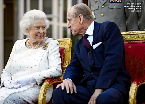  ??  ?? The royal pair were often seen making each other smile