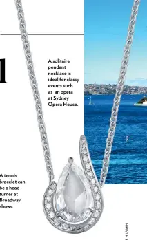  ?? ?? A solitaire pendant necklace is ideal for classy events such as an opera at Sydney Opera House.