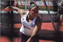  ?? Mississipp­i St. Athletics ?? Mississipp­i State’s Haley Reynolds completes an attempt in the discus.