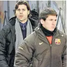  ??  ?? Reunited: Mauricio Pochettino and Lionel Messi were at rival clubs in Spain