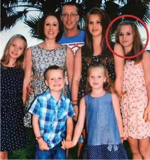  ??  ?? Victim: Lauren, circled, with her parents, sisters and brother