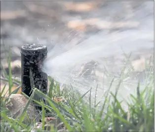  ?? KARL MONDON — STAFF ARCHIVES ?? A lawn sprinkler waters a yard in San Jose on Oct. 13.