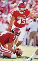  ?? [PHOTO BY STEVE SISNEY, THE ?? Oklahoma kicker Austin Seibert did not report with the rest of the team Sunday. Seibert, who has been the Sooners’ kicker and punter the last two seasons, was not enrolled in summer school so he did not go through summer workouts with the team.