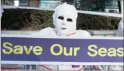  ?? Picture: EPA ?? ACTION: An activist takes part in a rally in Seoul, South Korea, against Japan’s resumption of whaling.