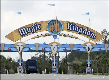  ?? JOHN RAOUX — THE ASSOCIATED PRESS, FILE ?? The entrance to the parking lot at the Magic Kingdom at Walt Disney World is closed in Lake Buena Vista, Fla., on March 16. The NBA season will resume on July 30at Disney’s ESPN Wide World of Sports complex in Florida.