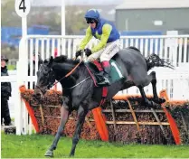  ??  ?? Dinons jumps the last for Gordon Elliott on Saturday