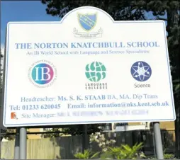  ??  ?? Head teacher Susanne Staab said the incident at Norton Knatchbull School was dealt with ‘swiftly and sensitivel­y’