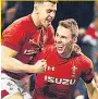  ??  ?? FIRST TRY: Liam Williams after scoring for Welsh
