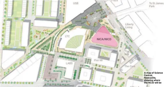  ??  ?? A map of Science Central, Newcastle, showing where the NCID will be