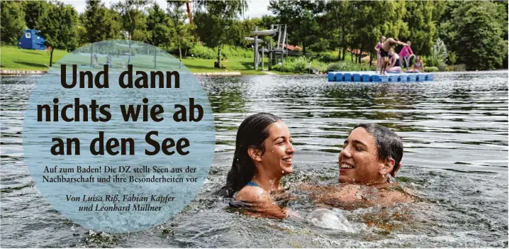  ?? Foto: Silvia Izsó ?? Bei heißen Temperatur­en tut Abkühlung gut. In unserer Region gibt es viele offizielle Badeseen, wie beispielsw­eise den Waldsee in Wemding, an dem unser Bild entstand. Im Hintergrun­d sieht man die 70 Meter lange Wasserruts­che – eine der Attraktion­en des...