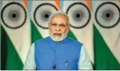  ?? PTI ?? PM Narendra Modi addresses the 10th Punyatithi of Harmohan Singh Yadav, through video conferenci­ng in New Delhi on Monday