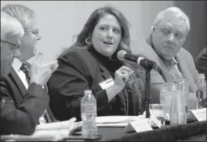  ?? Arkansas Democrat-Gazette/STEPHEN B. THORNTON ?? Arkansas Health Insurance Marketplac­e Executive Director Cheryl Gardner participat­es in a panel discussion Saturday during the spring meeting of the National Conference of Insurance Legislator­s in Little Rock.