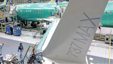  ??  ?? A wing of the Boeing 737 MAX is pictured during a media tour of the Boeing 737 MAX at the Boeing plant in Renton, Washington