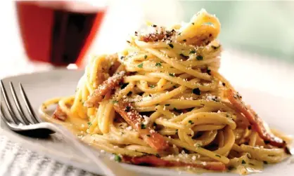  ??  ?? Coldiretti said pasta carbonara was one of the most ‘betrayed’ Italian recipes abroad. Photograph: Alamy