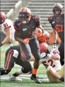  ?? KYLE FRANKO — TRENTONIAN PHOTO ?? Princeton running back Collin Eaddy carries the ball against Harvard during an Ivy League game on Saturday.