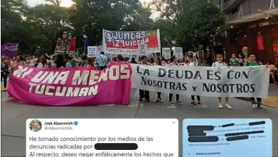  ??  ?? ESCÁNDALO. La vocera de la sobrina de Alperovich, Milagro Mariona, habló con los medios. Hubo marchas. El senador publicó el nombre de la víctima.