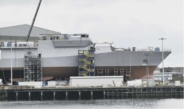  ??  ?? 0 HMS Glasgow, under constructi­on on the Clyde, is the first Type 26 frigate to be built for the Royal Navy