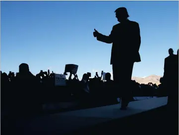  ?? PICTURE: JONATHAN ERNST / REUTERS ?? TRASHING THE PROCESS: Donald Trump attacked the very foundation­s of democracy on which America is built on Wednesday night, saying he’d not commit to honouring the election’s outcome.