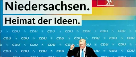  ?? DPA-BILD: STEFFEN ?? Übt in seiner Rede Selbstkrit­ik: Niedersach­sens CDU-Chef Bernd Althusmann auf dem Landespart­eitag