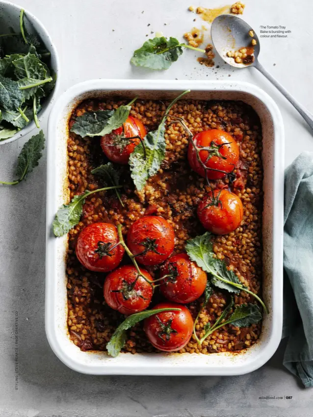  ??  ?? The Tomato Tray Bake is bursting with colour and flavour.