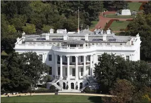  ?? PATRICK SEMANSKY — THE ASSOCIATED PRESS FILE ?? In this Sept. 18, 2019, file photo, The White House viewed from the Washington Monument in Washington. President-elect Joe Biden soon will be entering a no-Zoom zone at the White House. It’s just one sign of the challenges his new administra­tion will face when it moves to Washington in the midst of a pandemic. After months of making a virtue of being cautious about COVID-19, Biden’s prudence will be tested by technology and tradition when his new administra­tion arrives on Jan. 20.