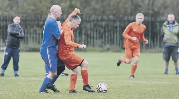  ??  ?? Houghton Cricket Club Over-40’s (red) hold off a Willow Pond challenge in their 2-1 Sunderland & District Over-40s League Division Four win at Leyburn Grove, Houghton, on Saturday.