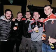  ??  ?? Shane McAuliffe, Evan O’Keeffe, Nickey Barrett, Michael O’Leary and Billy Lane enjoying the Newmarket Hurling Celebratio­ns.