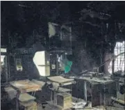  ?? PTI ?? Charred remains of furniture and equipment at the General Hospital in Maharashtr­a’s Bhandara district on Saturday.